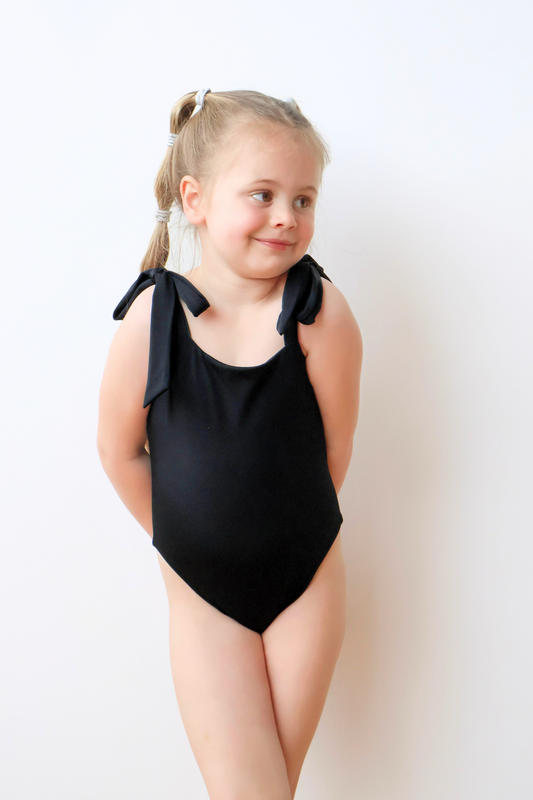 Black Mini Bowknot One Piece Swimsuit