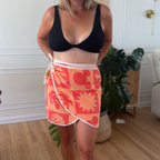 Orange Checkered Mickey - Handmade Beach Towel Wrap Skirt