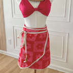 Checkered Floral - Handmade  Beach Towel Wrap Skirt