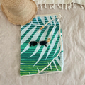Green and White Tropical - Handmade Beach Towel Wrap Skirt