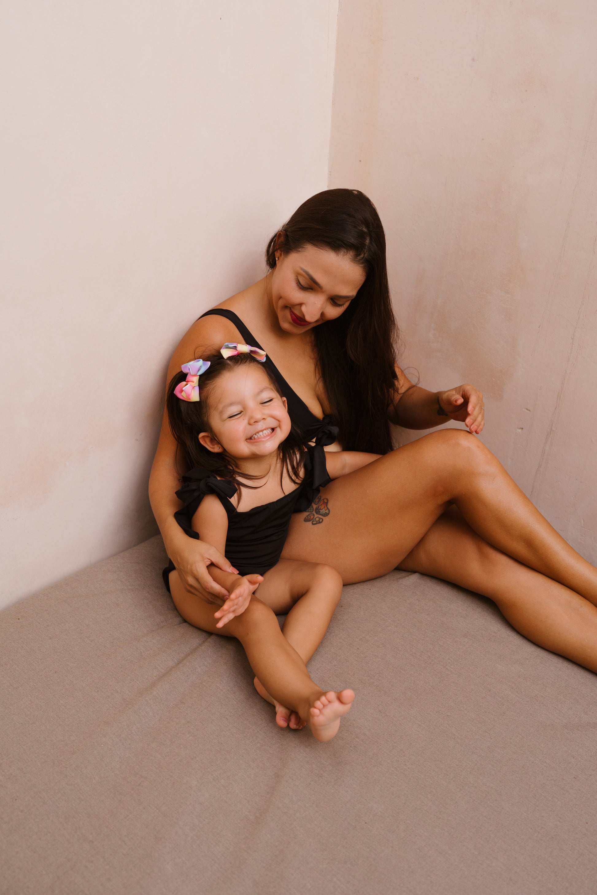 Black Mini Bowknot One Piece Swimsuit