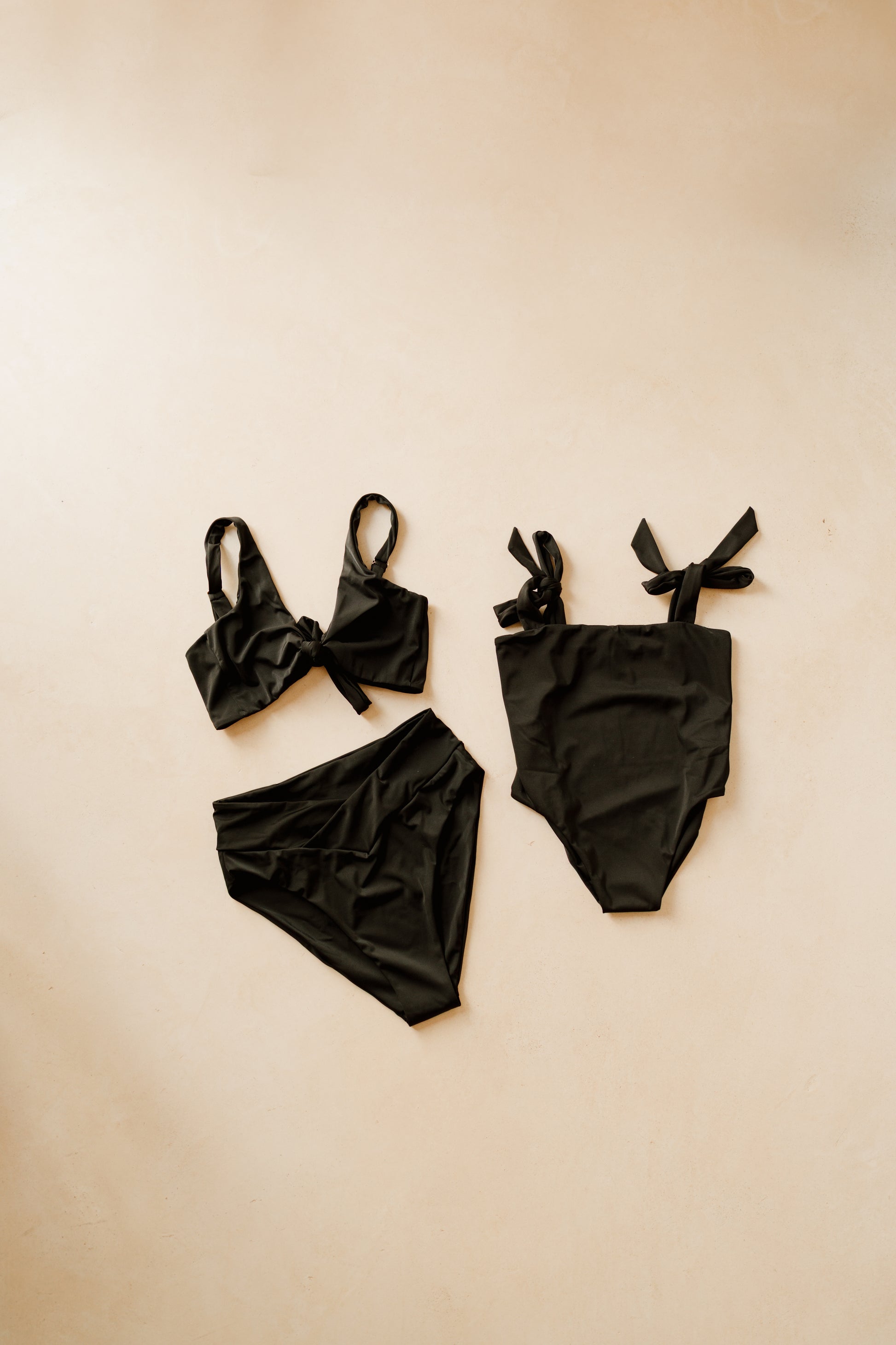 Black Mini Bowknot One Piece Swimsuit