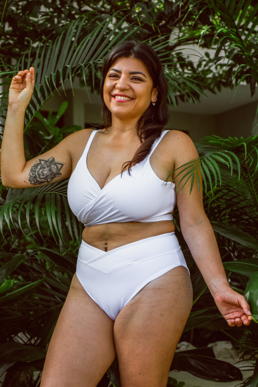Maya White Wrap Bikini Top